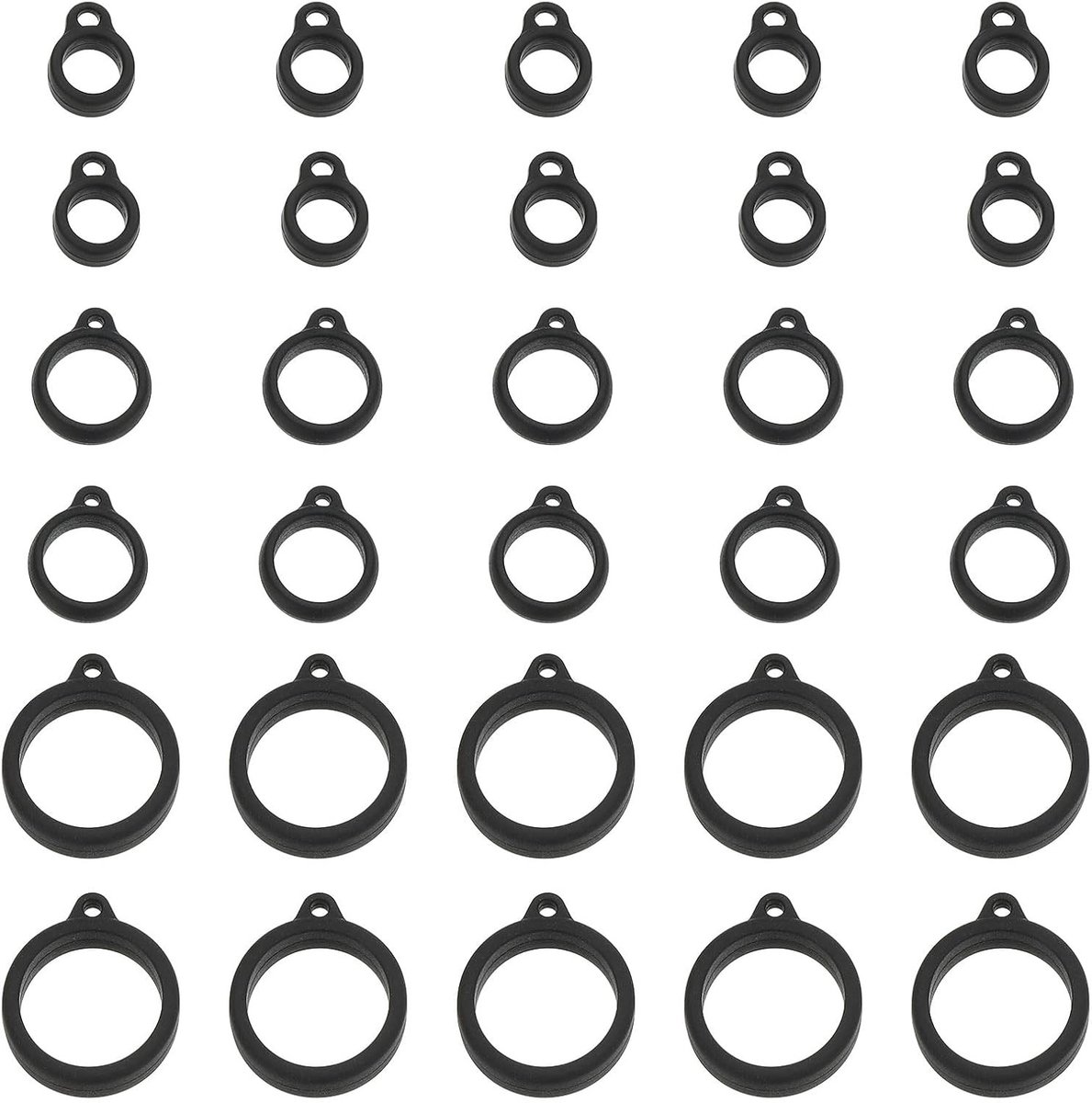 Anti-verlies Silicone Rubber Houder, 10 Stuks Multifunctionele Verstelbare Lanyard Set voor Pennen, Sleutels en ID Kaarten, Zwart