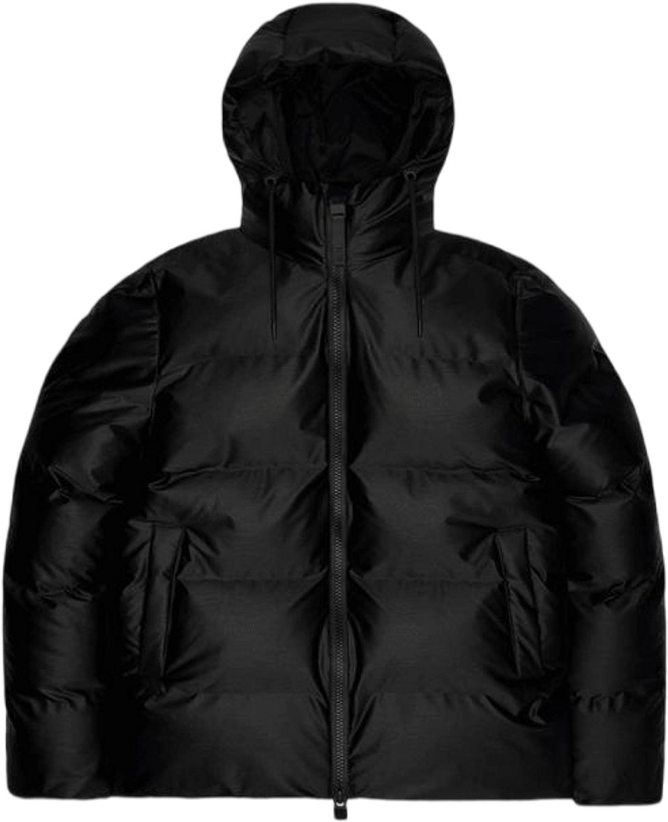 RAINS Uni Alta Puffer Jacket W3T3 Grain – Waterdichte Unisex Winterjas Zwart