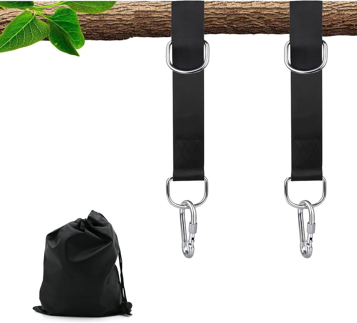 Swing Bevestiging voor Hangmat, 2 x 159 cm, Sterke Polyester Haken en Ophangbanden voor Tuin en Buitengebruik