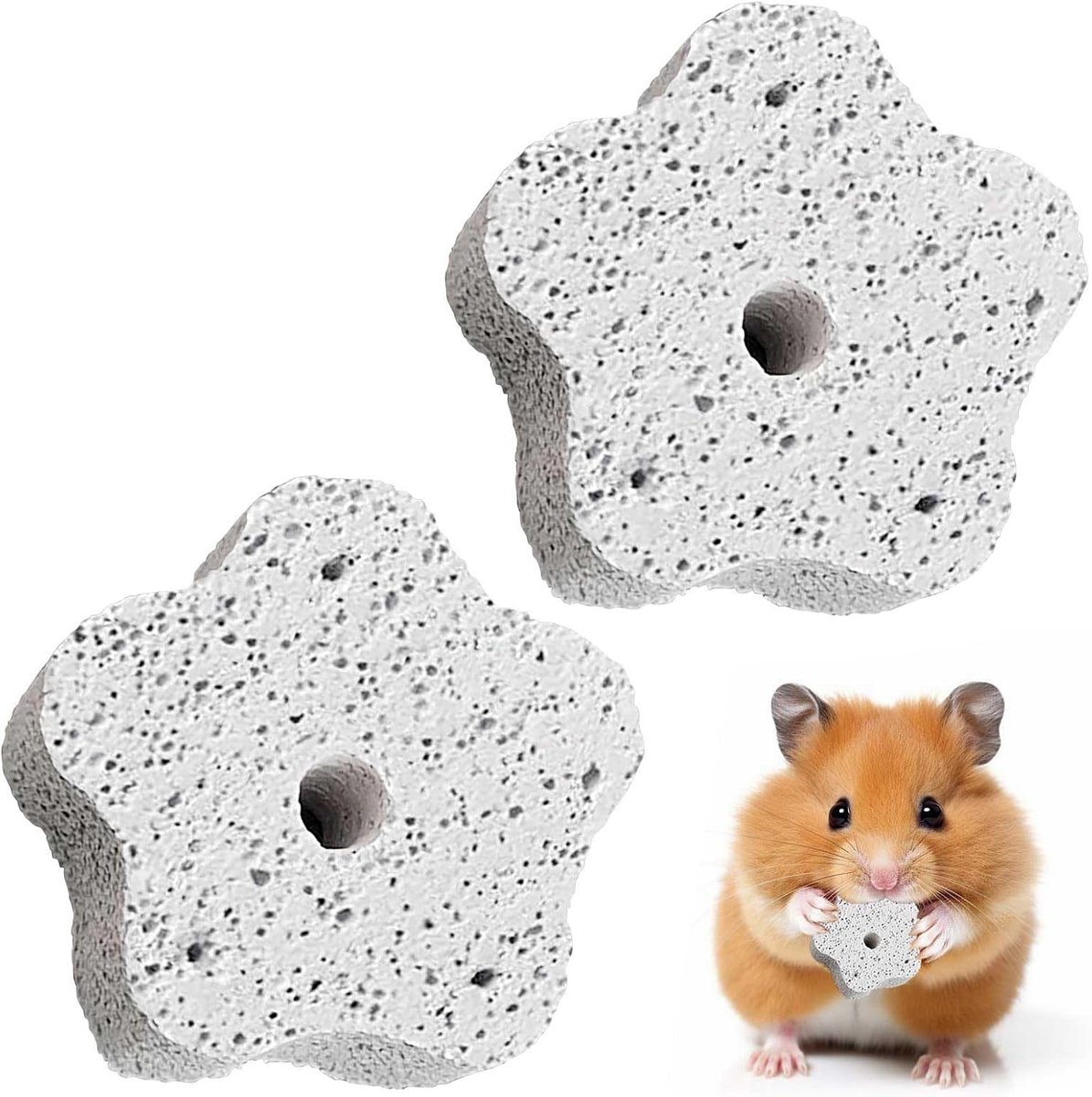 Natuurlijke Calcium Mineraalstenen voor Hamsters en Cavia's - Kauwspeelgoed voor Kleine Huisdieren, Ideaal als Snack en Tandverzorging, Inclusief Papegaaien Chew Blocks