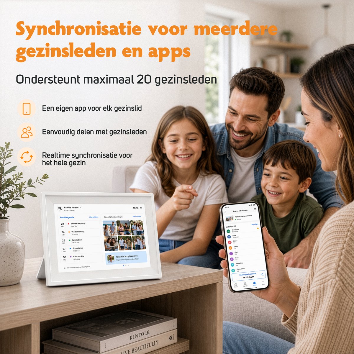 Digitale Kalender & Fotolijst met Touchscreen – 15,6 Inch – 1080P Full HD – 32GB – Zonder Abonnement – Gezinsplanner met Takenlijst, Maaltijdplanner & FotoCube App – Wand- en Bureaumontage thumbnail 6