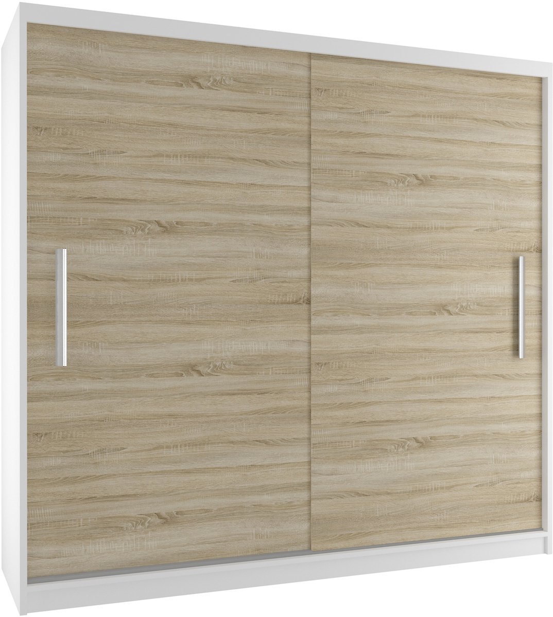 BELINI Verona SI Schuifdeurkast 200 cm Wit/Sonoma Eiken Mat - Garderobekast met Lades - Comfort Line Slaapkamerkast