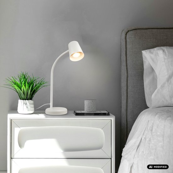 BRILONER Skriva - Tafellamp - bureaulamp - met snoer - draaibaar tafellampje - excl. GU10 - 13 x 38,5 cm - wit van Briloner — afbeelding 4