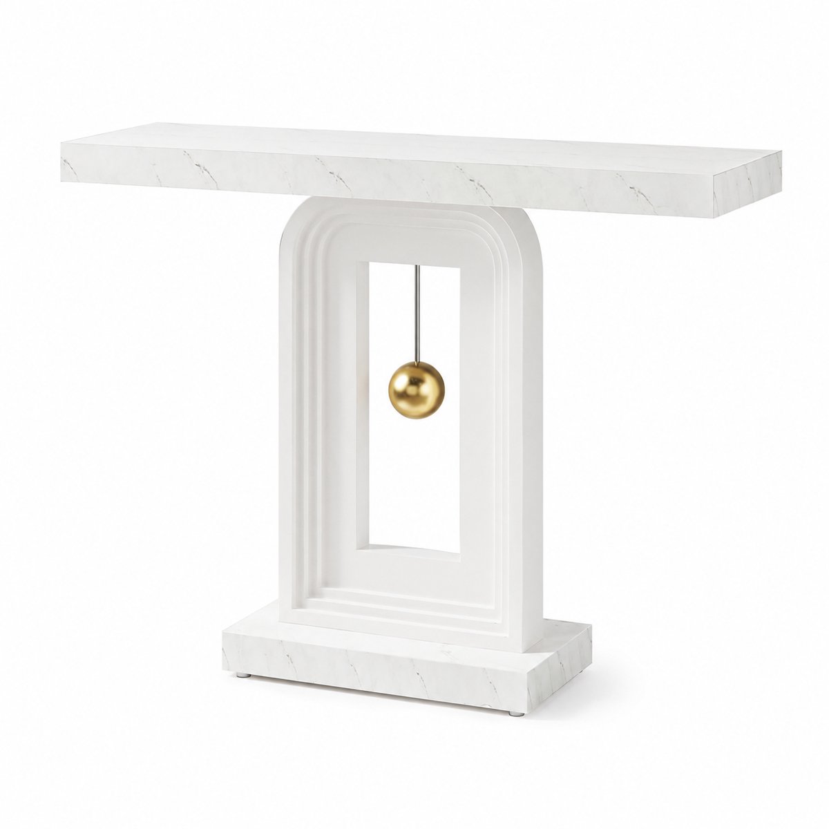 CORE Consoletafel - 100 cm Smalle Entreetafel met Kunstmarmeren Tafelblad - Moderne Sidetable met Stevig Metalen Frame - Ruimtebesparende Haltafel voor Woonkamer, Hal, Entree en Achter de Bank - Luxe Design - 100x30x82cm - Wit Marmerlook