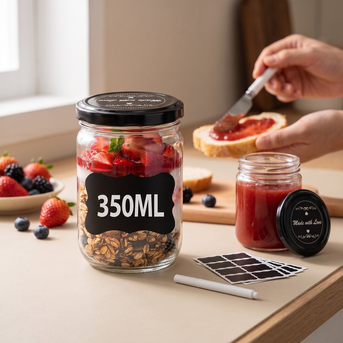 Arvioo - Glazen Jampotten set - Luchtdicht - BPA-vrij - Met accessoires