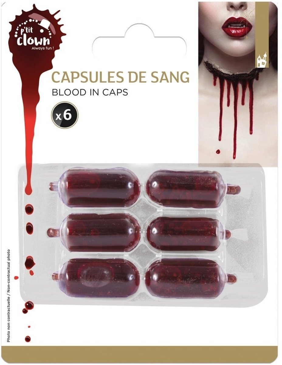 Fake Blood Capsules 6‑pack — Kunstbloed Capsules voor SFX & Halloween - Bloed make up - Halloween bloed