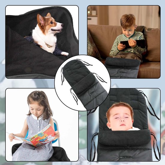 Kinderwagen Voetenzak - Baby Slaapzak - Winterse Uitjes - Zacht Polarfleece - 83 cm x 40 cm - Zwart — afbeelding 5