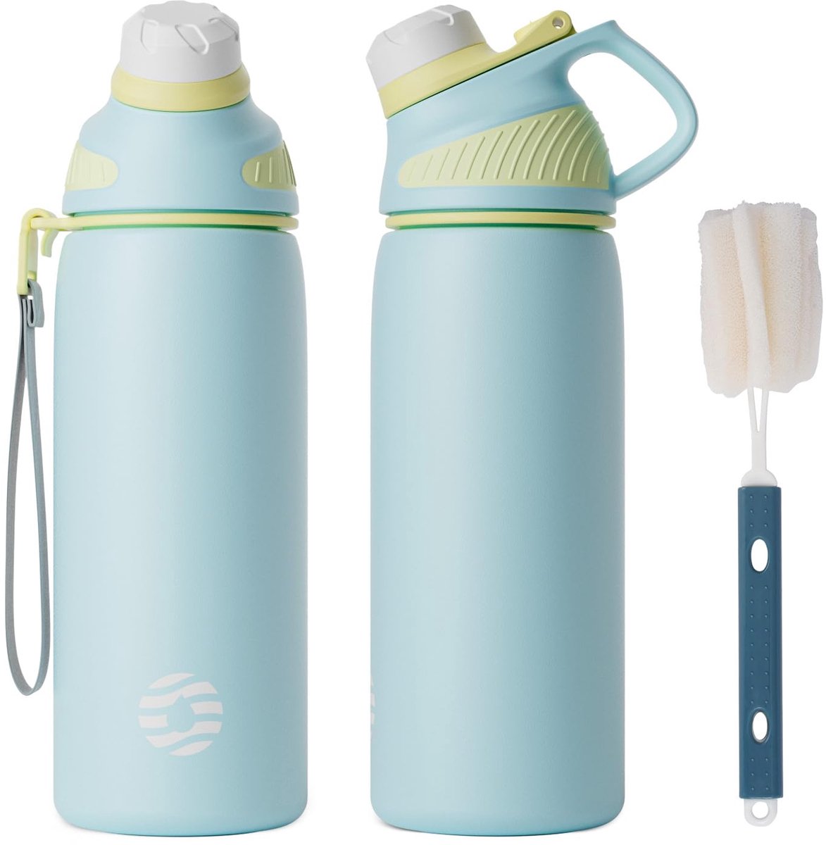 SnelShoppen - Roestvrijstalen sportdrinkfles met magnetisch deksel, 1L, BPA-vrij, lekvrije kinderfles, thermofles voor school, fitness, camping, 1500
