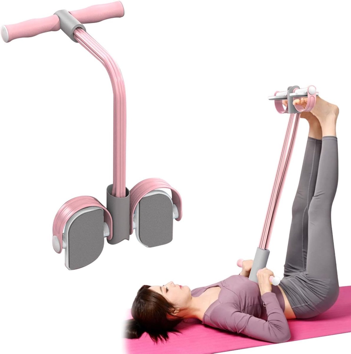 Multifunctionele Abdominal Trainer voor Thuis, Sit-up en Bodybuilding Apparatuur met 6 Elastische Tubes voor Effectieve Fitnessoefeningen