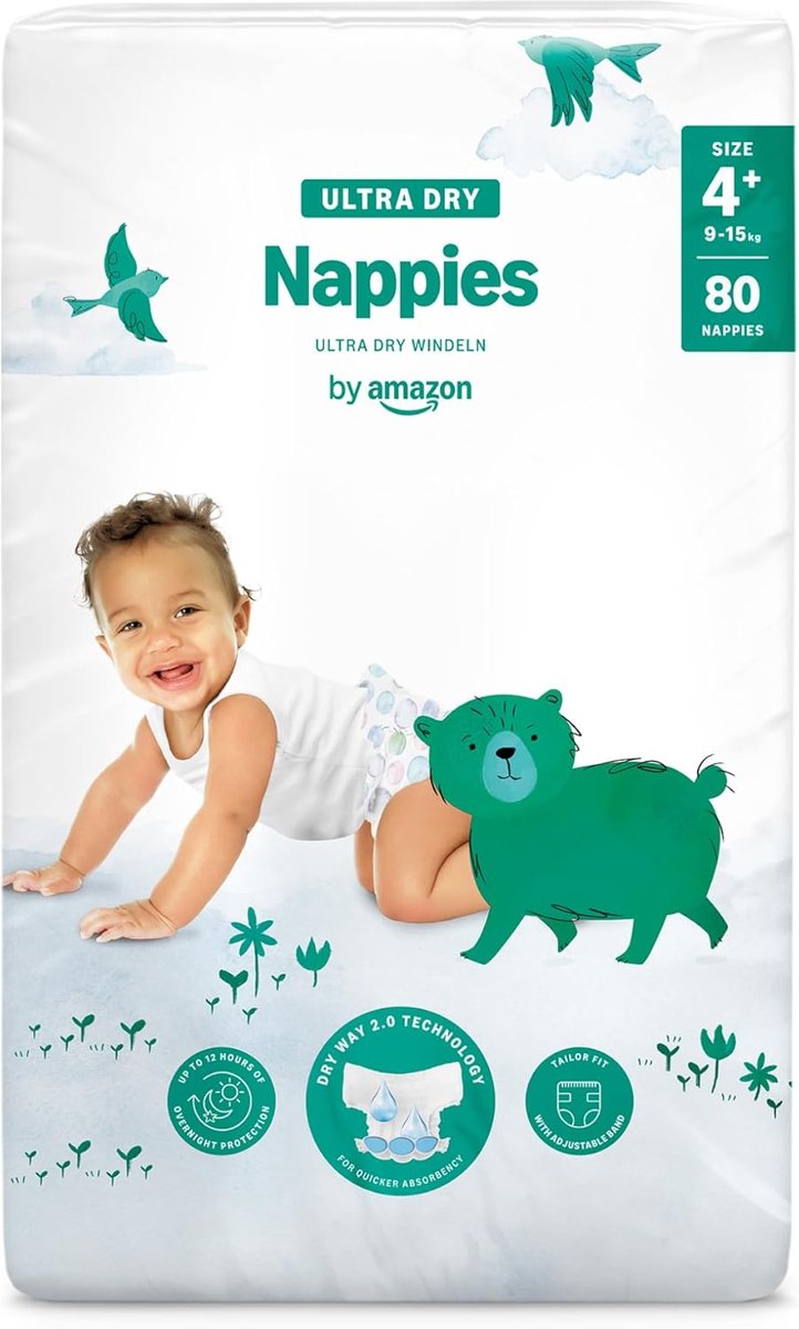 SnelShoppen - Ultra Dry Luiers Maat 4+ (9-15 kg) - 80 Stuks - Wit - Snelle Absorptie - Lekkagebescherming - Zacht en Comfortabel voor Baby's
