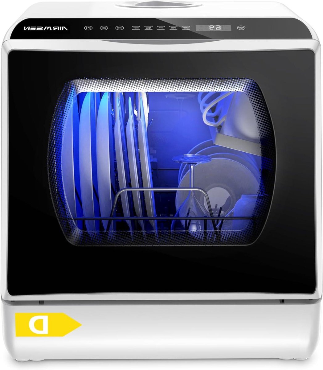 Tafelblad Vaatwasser Compacte Afwasser Keuken Reinigen 6 Programma's 4 Personen Wit en Zwart