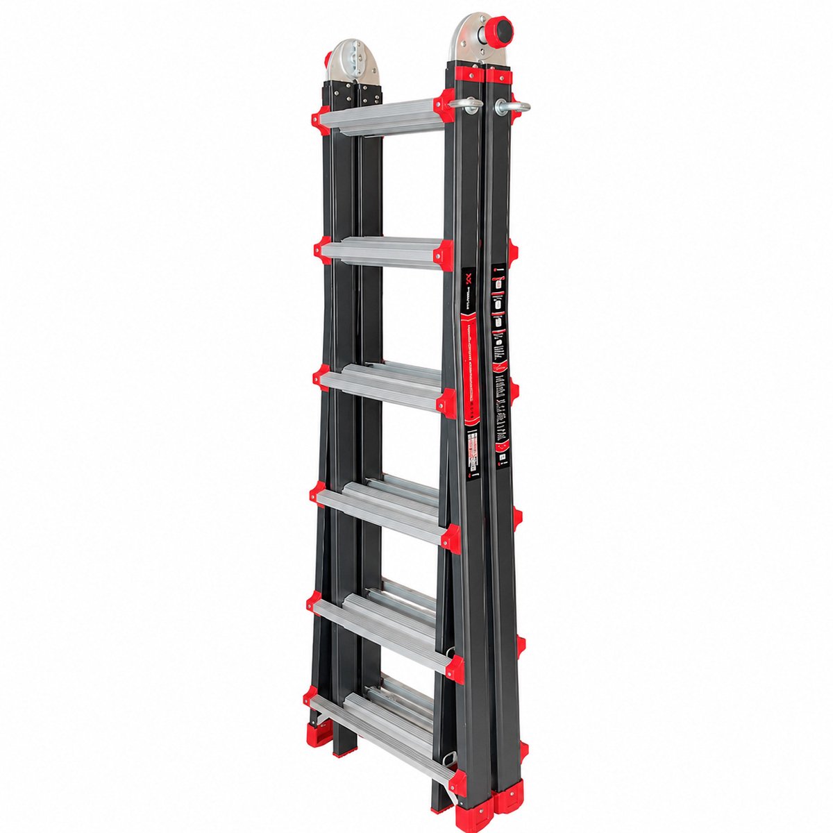 Mexxo Vouwladder 6,20 meter - Uitschuifbare multiladder - 4x6 sporten (22 treden) - Aluminium