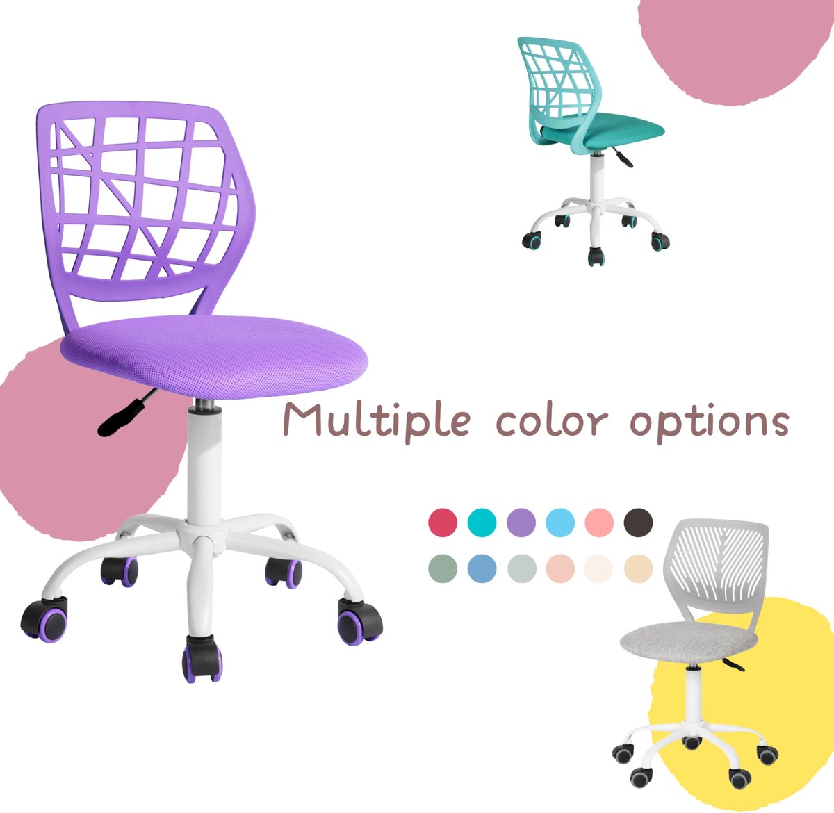 SnelShoppen - Gamingstoel voor Kinderen, Ergonomische Bureaustoel, Mouwloos, Zithoogteverstelling, Rubberwielen, Modern Design, Zwart M, Perfect voor