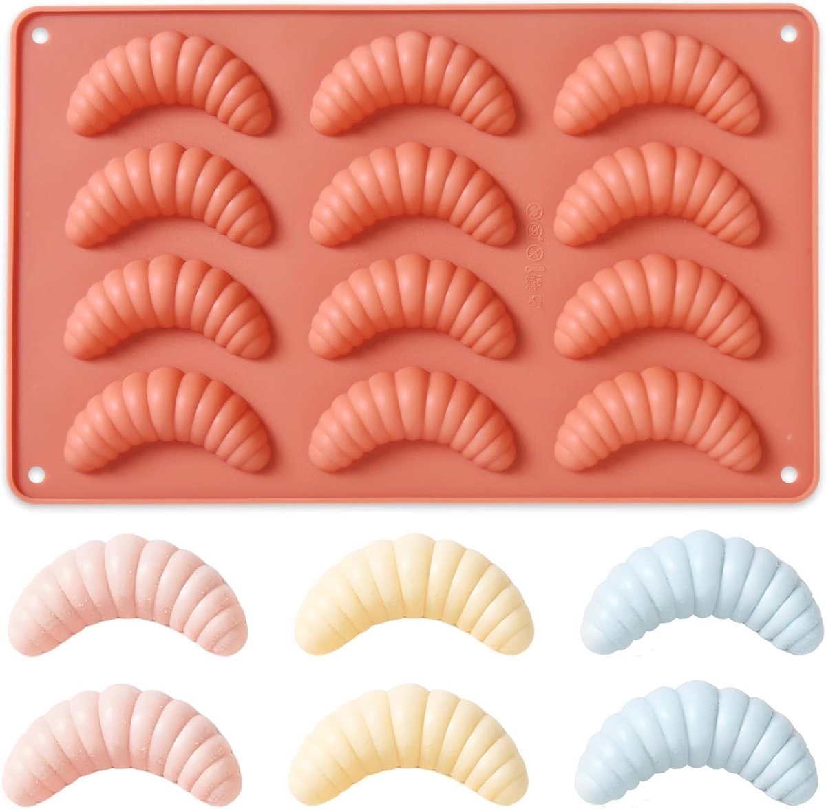 Kipferl Bakvorm van Silicoon met 12 Holtes voor Vanille Kipferl, Bonbons en Koekjes, Antiaanbaklaag en Terracotta Design