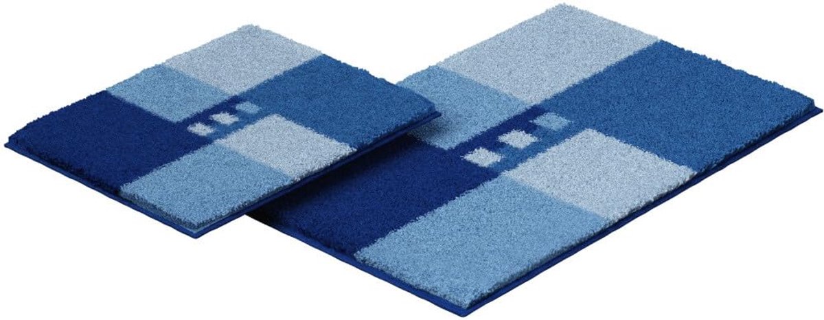 SnelShoppen - 2-delige Badmat Set, 100% Polyacryl, Ultra Zacht, Antislip, ÖKO-TEX-gecertificeerd, Blauw, Voor Badkamer, Keuken en Meer