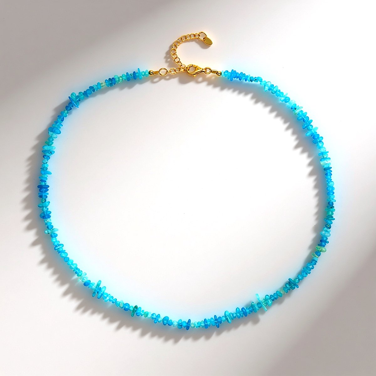Cavill - Zilveren Halsketting - 925 Sterling Zilver Verguld - Blauwe Ethiopische Opalen 27,77 ct - Verstelbare Elegant Opaal Ketting