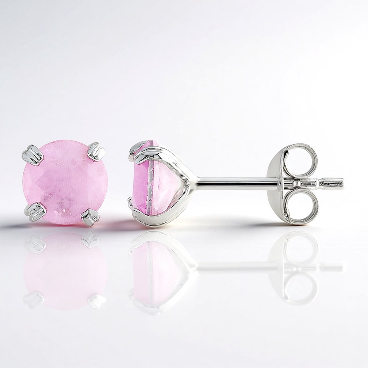 Cavill - Zilveren Oorbellen - 925 Sterling Zilver Gerhodineerd - 2 Lila Kwarts Kristallen Rond 1,28 ct - Lichtgewicht Elegante Oorbellen Dames