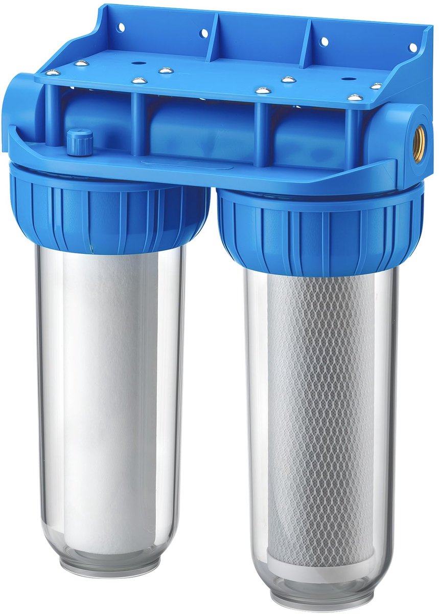 SnelShoppen - Dubbel filter 1/2 inch - 20,67 mm voor waterbehandeling, tuin, zwembad, huis, onderhoud, hoge kwaliteit, eenvoudig te installeren