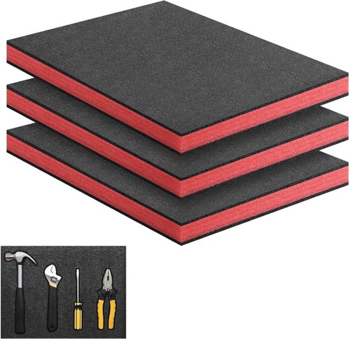 Schuimverpakking van 3 stuks 40 x 30 x 2,5 cm voor gereedschapskoffer en camerakoffer - Lichtgewicht, beschermend en duurzaam schuim