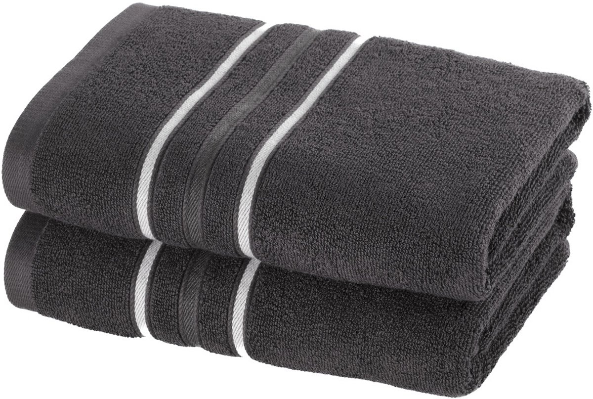 Moodit Handdoek Empress - Dark Grey - set (2 st.) - 50 x 100 cm - Katoen