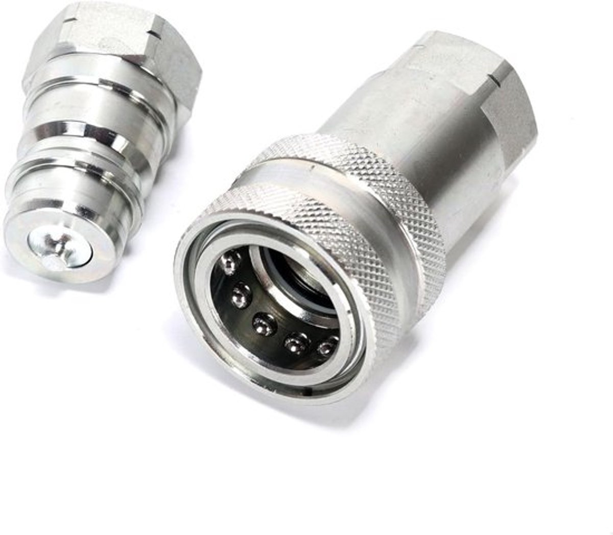 Set van 1 Hydraulische Snelaansluiting Koppeling voor 1/2 Inch Vrouwelijke Pijpverbinding - Geschikt voor Bouw, Bosbouw en Landbouwtoepassingen