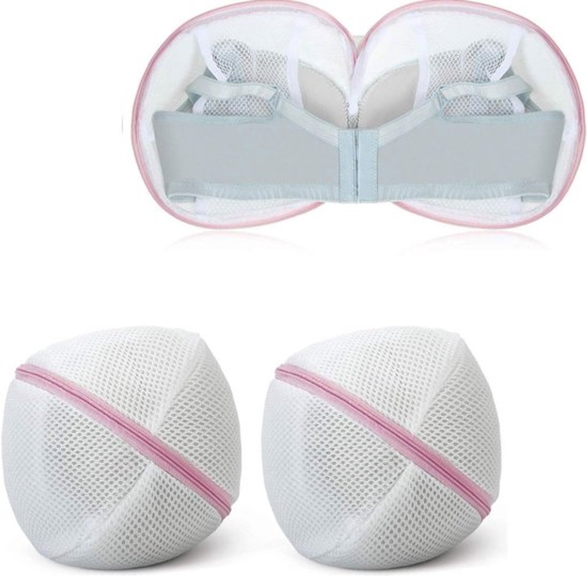 Waszakken voor Ondergoed - 2 Stuks Mesh Waszakken met Verborgen Rits voor Bh's en Intieme Kleding - Roze, Bescherming tijdens Machinewassen