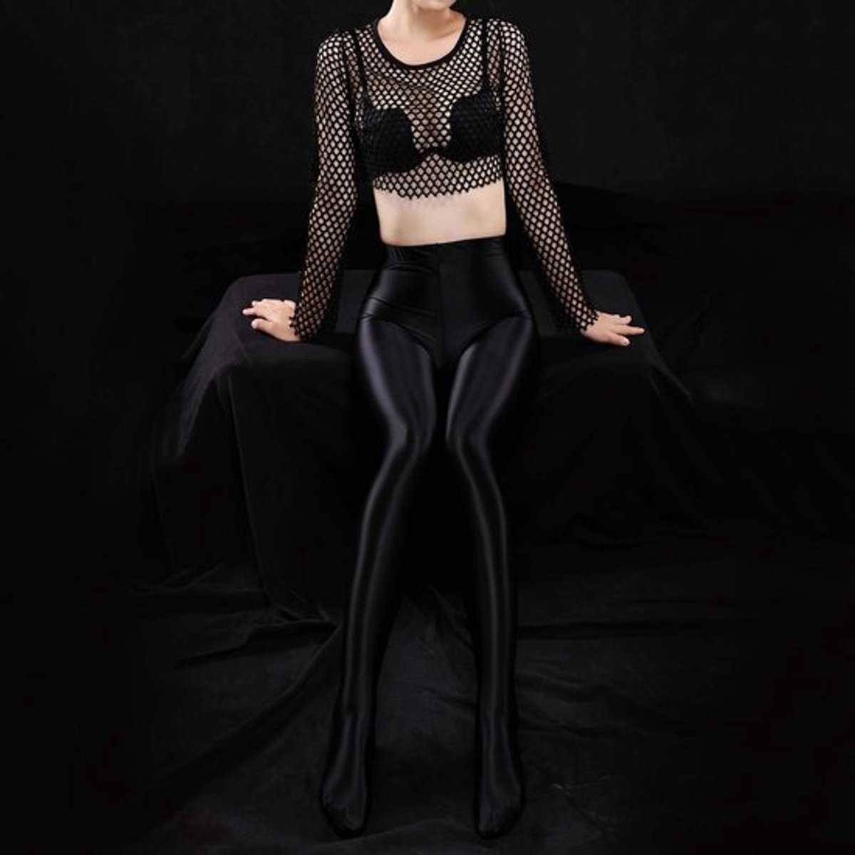 Mode Sexy Doorzichtige Patroon Panty - Groot Diamantpatroon - Sexy Lijnen van het Lichaam - Zwart - Plus-Size Vormpanty - Perfect voor Dames