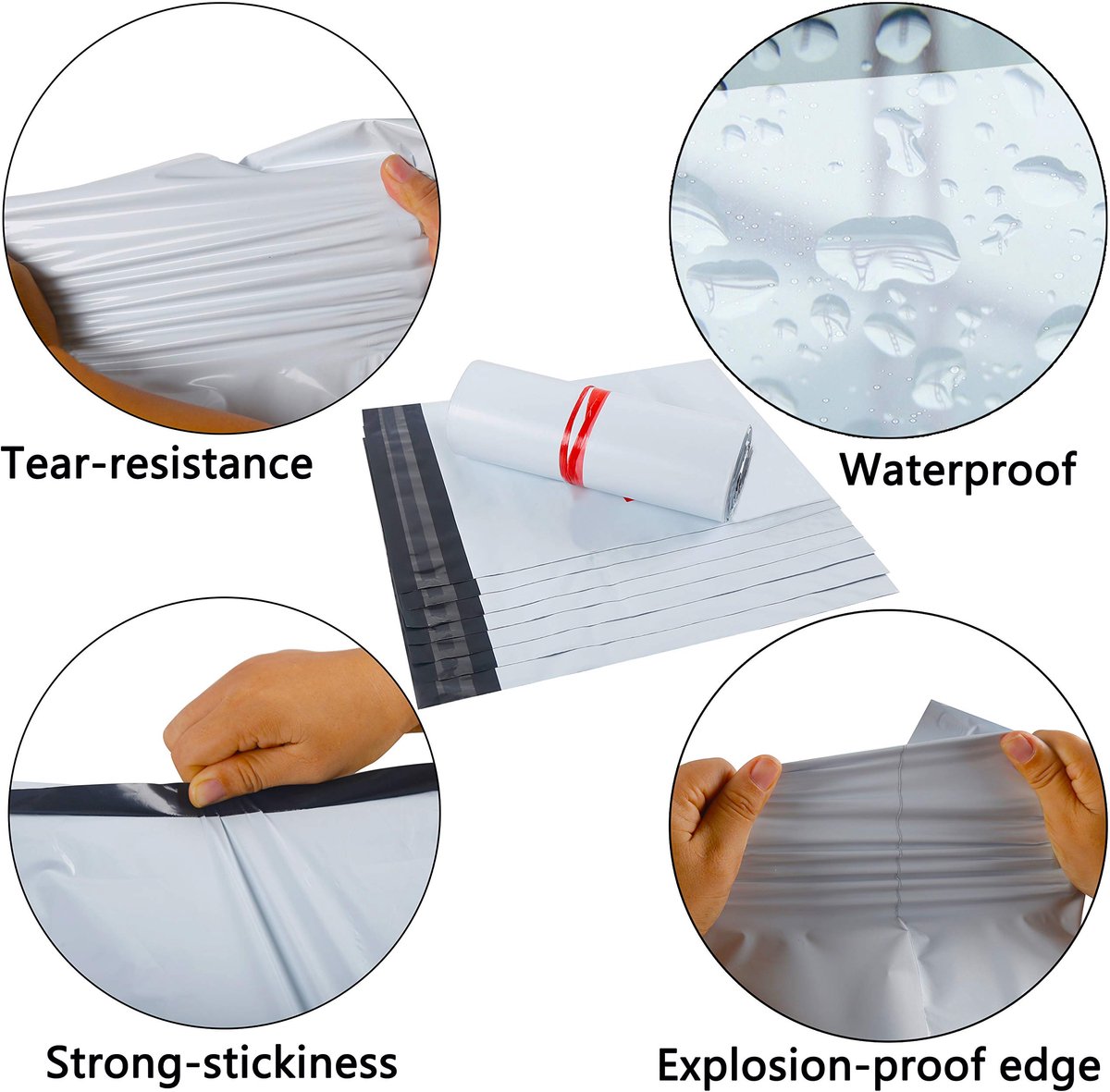 SnelShoppen - 100x Zelfklevende Postzakken A3 30cm x 42cm - Witte Plastic Postenveloppen voor Verzending, Verpakking, en Bescherming van Algemene Zend