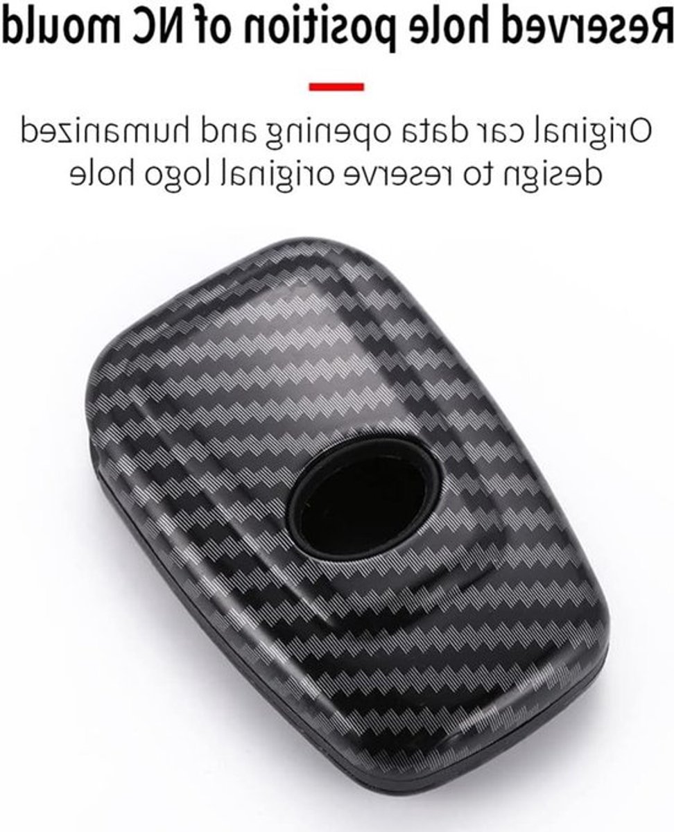 Duurzame Carbon Fiber en Siliconen Sleutelcover voor Toyota Modellen zoals RAV4, Hilux en Land Cruiser - 2 Knoppen Zwart