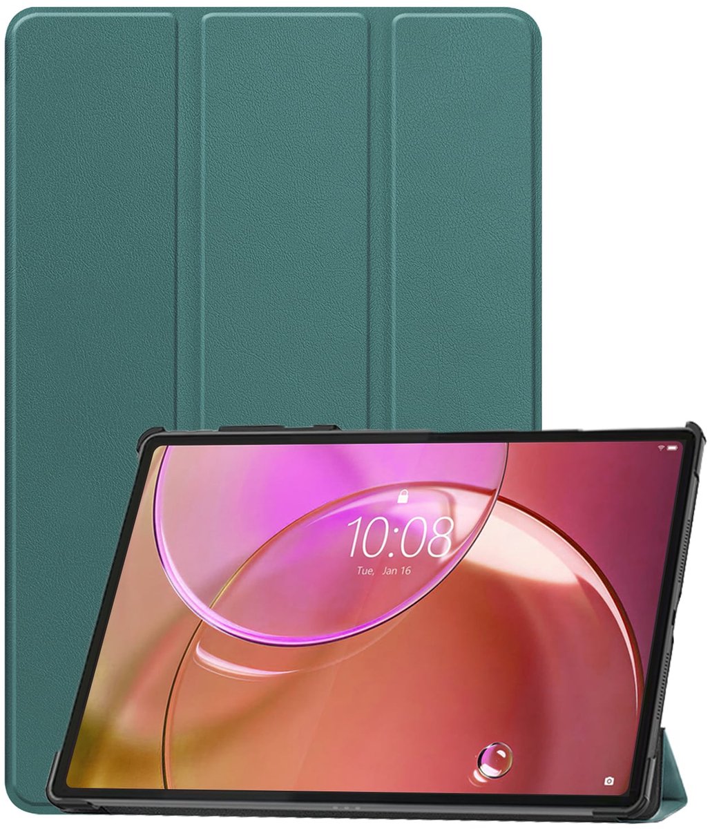Hoesje - Geschikt voor Lenovo Idea Tab Pro Gen 2 - Dun & Stevig - Trifold Bookcase - Hard Cover - Hardcover Book Case - Tablet Hoes - Donkergroen