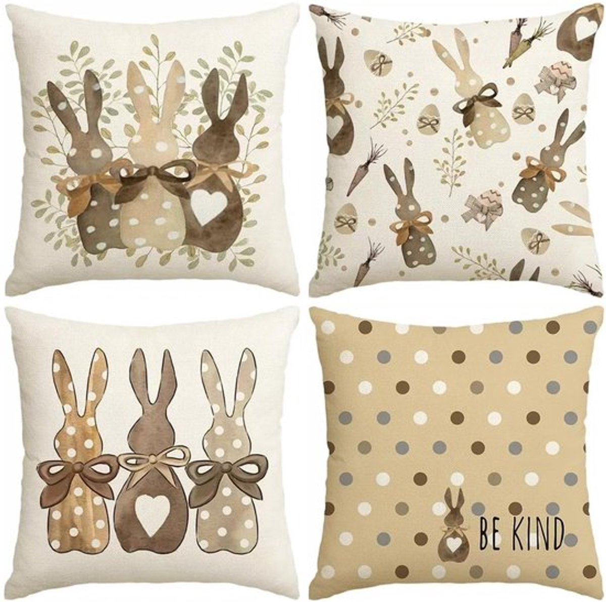 Kussenhoezen 45 x 45 cm - Fluwelen Kussenhoezen - Decoratieve Kussenhoezen - Groen Konijntje - Sierkussenhoes voor Woonkamer - Tuin/Woondecoratie - Decoratieve Kussens
