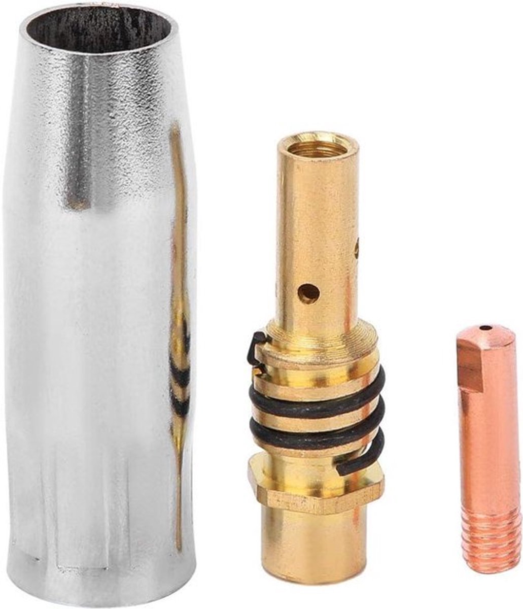 10-delige laspistoolset met messing laspistoolbeschermingsmondstuk, contacttips en mondstukhouder