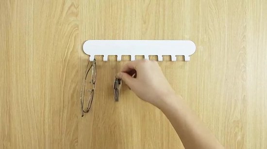 Sleutelrekje - Sleutelhaken Zelfklevend - Sleutelhaken - Sleutelrekje voor Binnen - Sleutelhouder - 8 Haken - 2 Stuks - Wit
