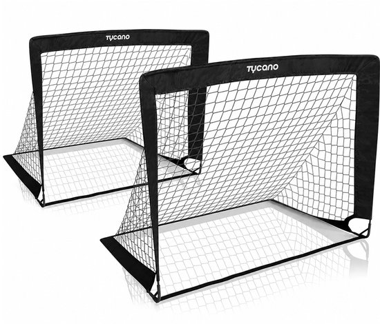 Tycano Pop-Up Voetbaldoelen Set van 2 - Kinderen - Voetbaldoeltjes - Opvouwbaar - 120 x 90 cm - 2 stuks - Zwart
