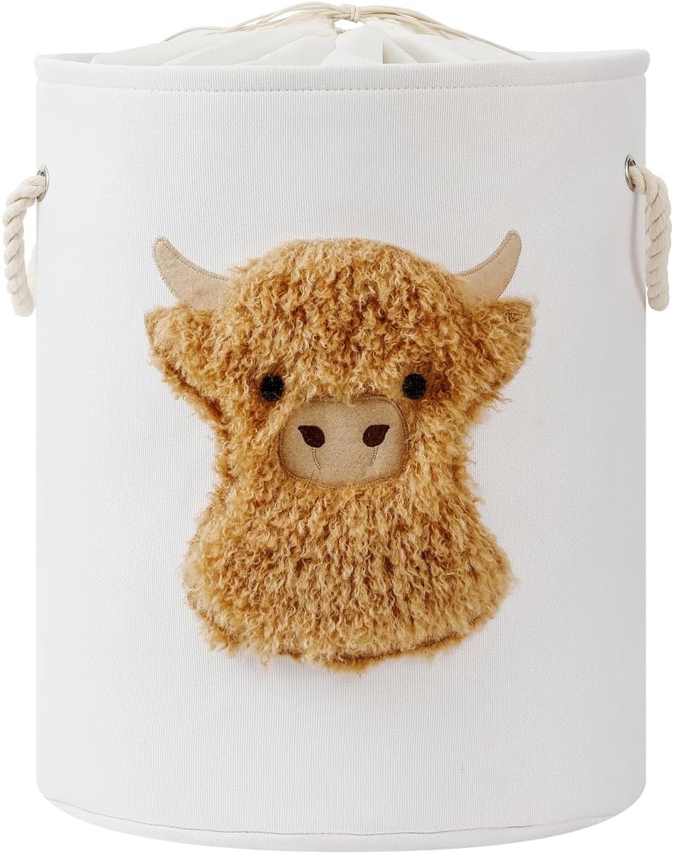 Wasmand groot 58L - Highland Cow - stijlvolle print - efficiënt in gebruik - ShopVlot