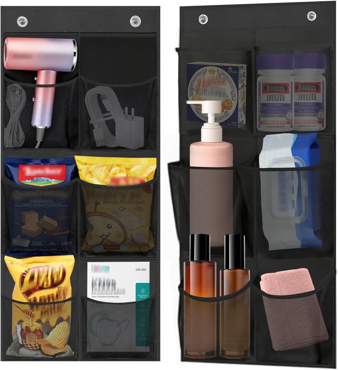 Hanging organiser 2 stuks - Vouwbaar met 6 mesh vakken - Robuust voor badkamer en keuken - SnelShoppen
