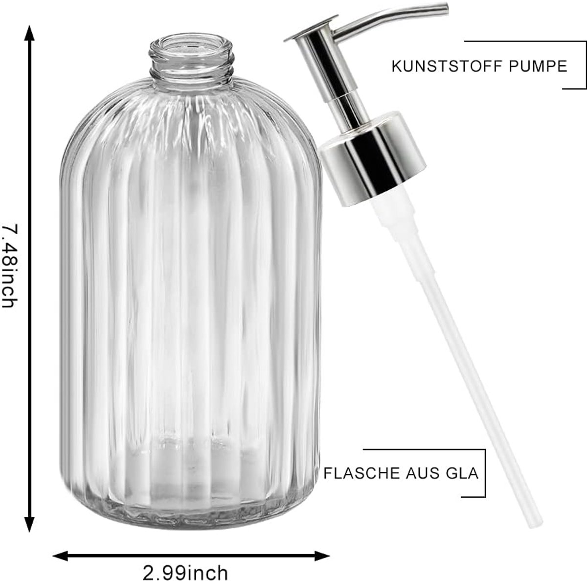 Glazen zeeppomp flessen 2-pack - 14 oz herbruikbaar - stevig en stijlvol - ideaal voor badkamer en keuken - SnelShoppen