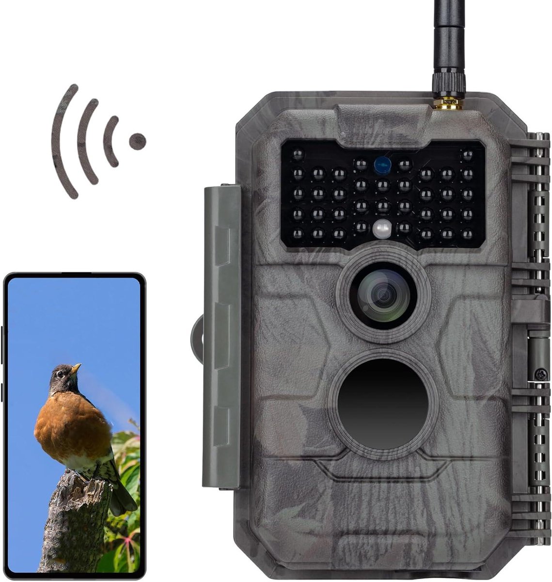 Wildcamera Wifi - Natuurcamera Outdoor - Dieren Observeren - No Glow Nachtzicht - 110 Graden Groothoek - Camouflage