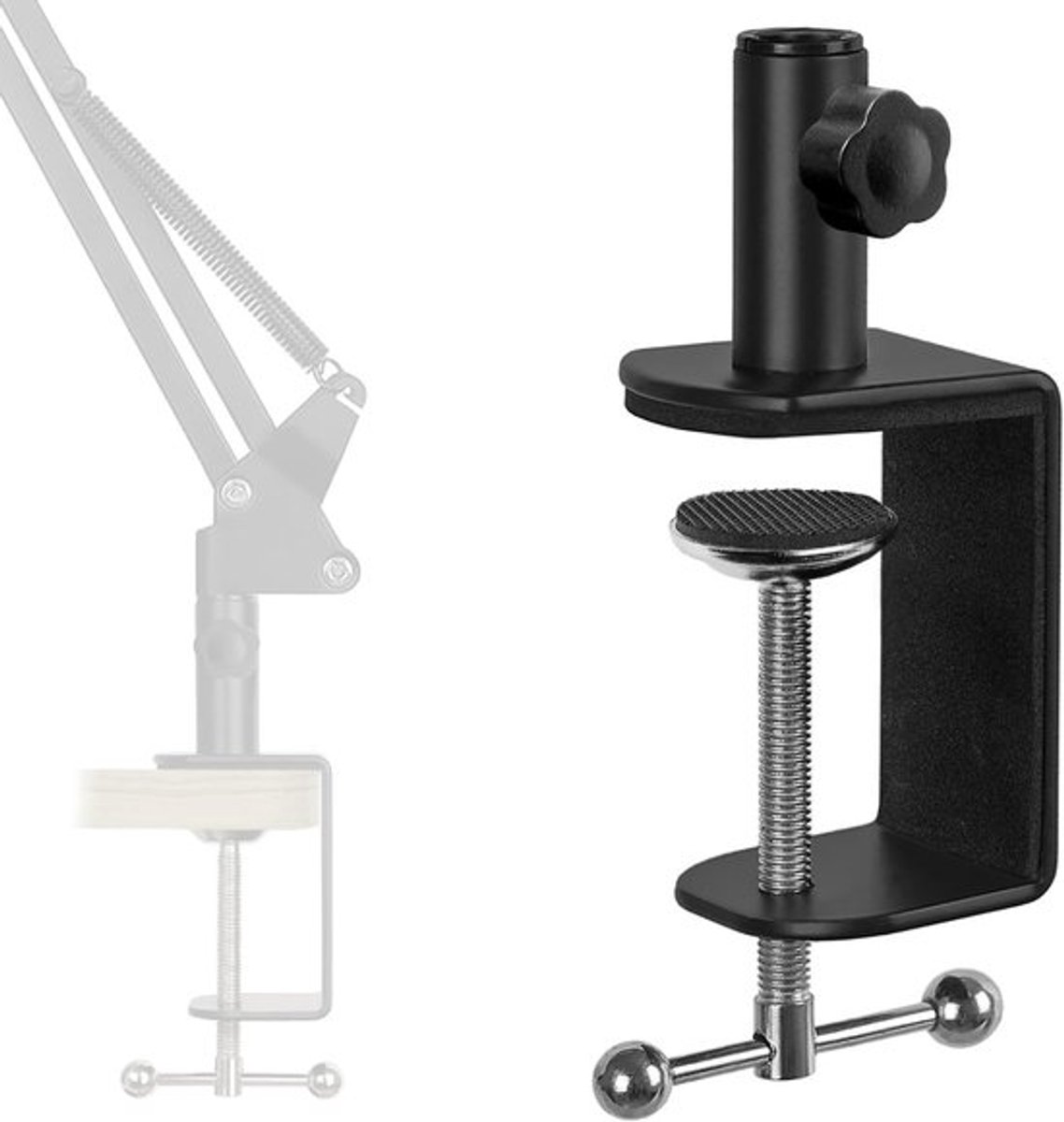 Robuuste Tafel Klem voor Microfoonstandaard, Verstelbare Bevestigingsklem voor Boomarm, Geschikt voor Tafeldiktes tot 6 cm