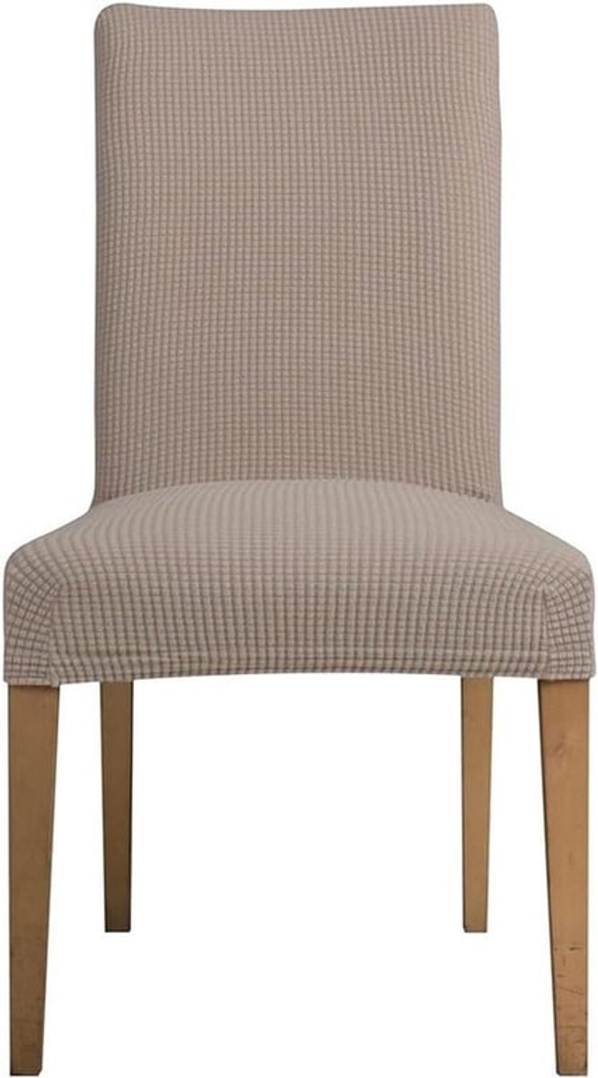 Elastische Stoelhoezen voor Eetkamerstoelen, Jacquard Stretch Covers in Sandkleur, Set van 6 Stuks voor Bescherming en Stijl