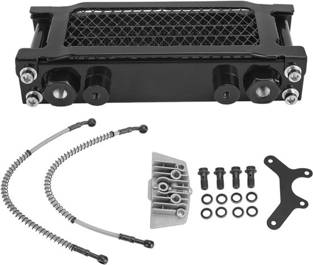 Motorolie Koeler Set voor Motorfietsen, 4 Rijen Koeler voor Monkey 125 en 50cc tot 150cc Dirt Bikes, Efficiënte Koeling en Radiator voor Motorolie, Duurzame Motoronderdelen