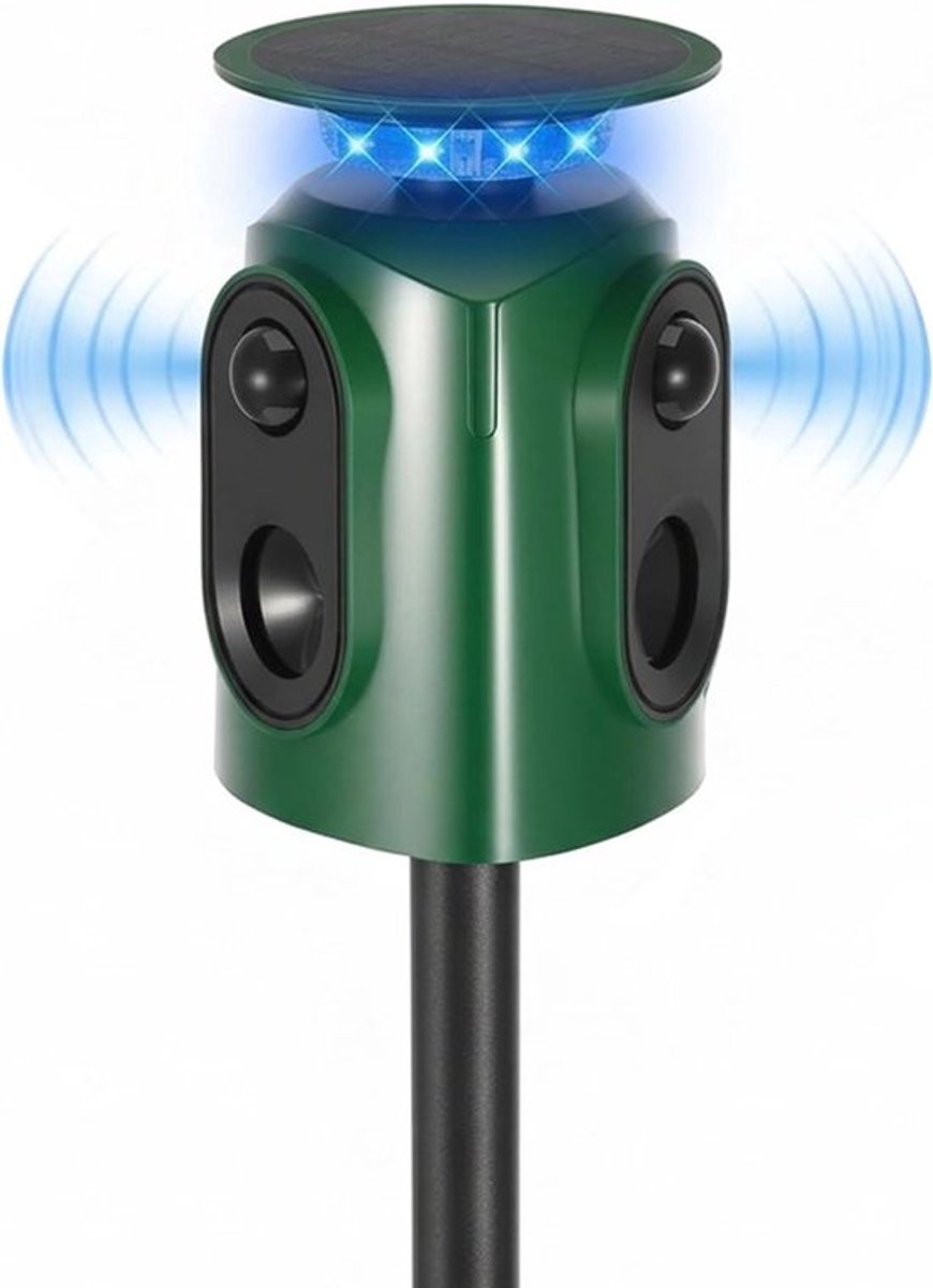 Ultrasone Kat Afschrikker met Bewegingssensor en Flitslicht voor Tuin, IP65 Waterdicht, Effectief tegen Katten en Marters, 10 m Bereik
