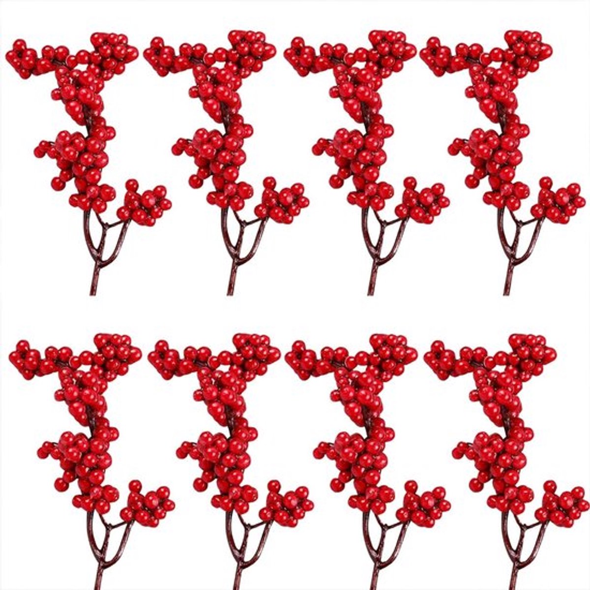 20 stuks Holly bessen takken - Kerstdecoratie - Rode kunstbessen voor kerst - Decoratie takjes met rode bessen