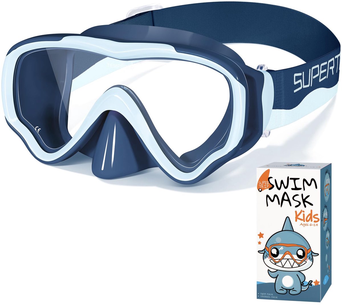 SnelShoppen - Supertrip Duikbril voor Kinderen 6-14 Jaar - Comfortabele Stoffen Band, Waterdicht, UV-bescherming, Ideaal voor Zwemmen, Vakantie, Zwemb
