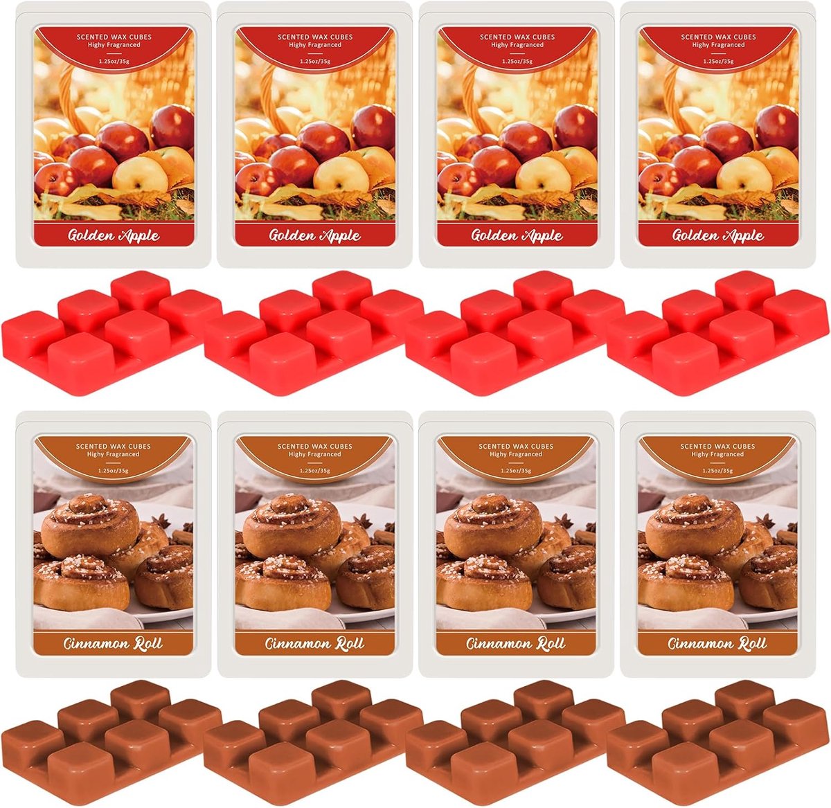 SnelShoppen - Fragrance Wash Throws, Geurwas, Wasblokjes, Natuurlijke Sojawas, Geur - Appel Kaneel, Gouden Appel, 8 Stuks Geurtrigger voor Kamergeuren