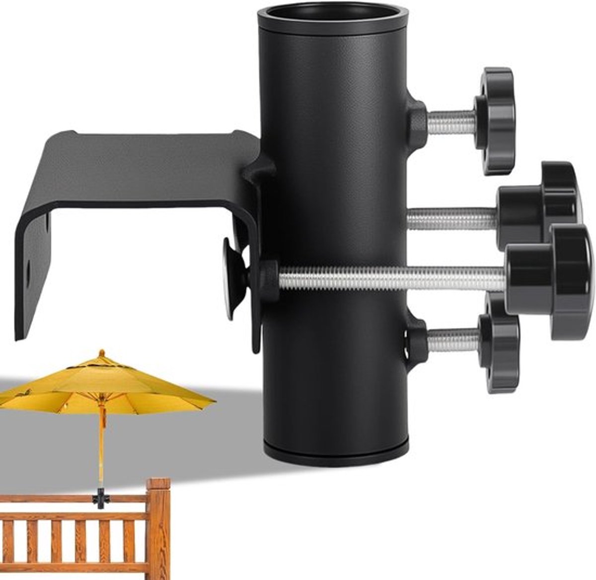 Parasolhouder voor balkonreling, verstelbaar en geschikt voor terrassen met klembereik 63-20 mm
