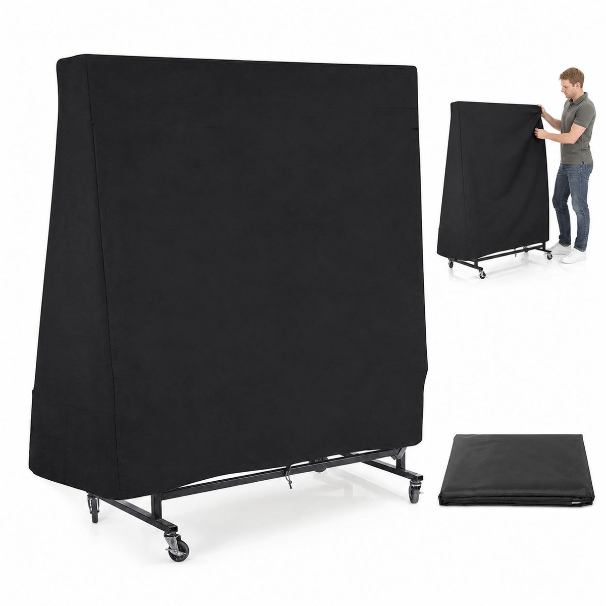 VHV - Tafeltennistafelhoes 165 x 70 x 185 cm - 210D Oxford Beschermhoes met Trekkoord - Voor Binnen en Buiten