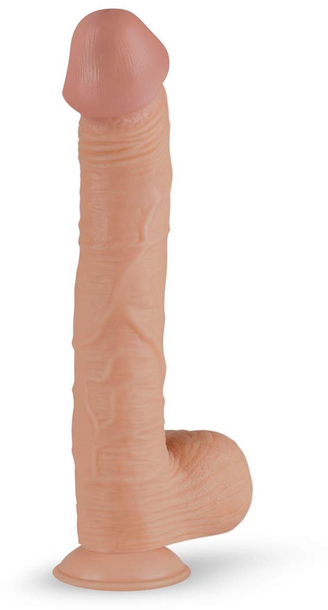 SnelShoppen - Realistische Dildo Met Balzak - 33 cm Geaderde Schacht - Sterke Zuignap voor Anaal Gebruik - Perfect voor Thuis of Op Reis