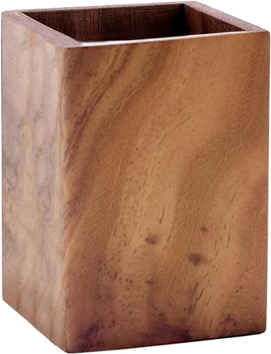 Multifunctionele Houten Pot voor Potloden en Pennen, Desk Organizer voor Kantoor en School, 8x8x11cm