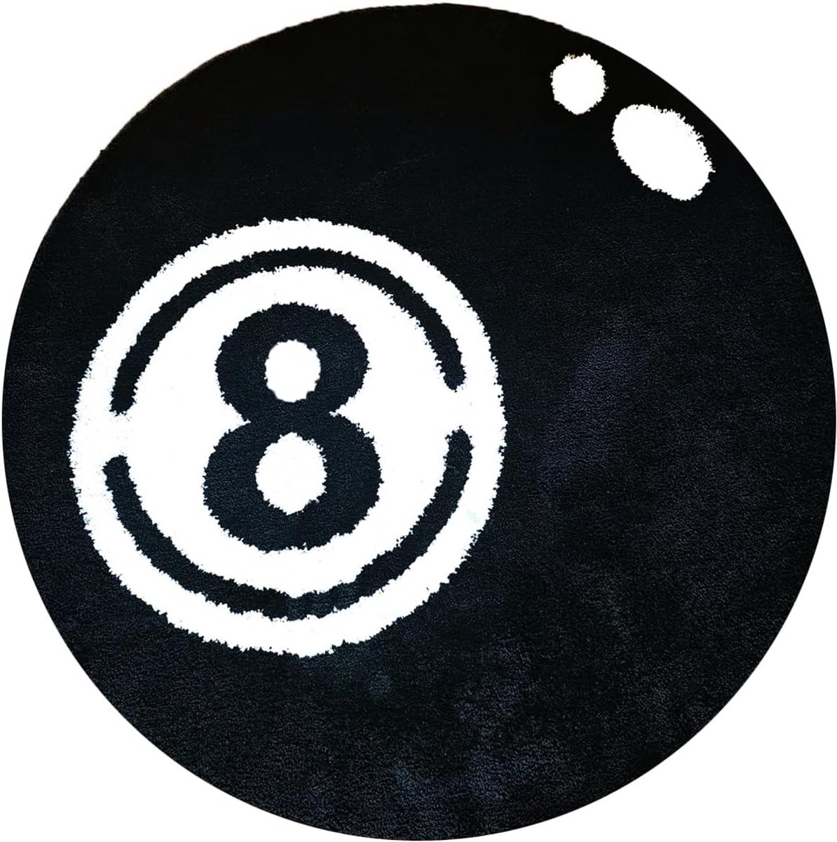 Thijox - 8 Ball Biljart Tapijt Rond Antislip Tufting Vloerkleed Kinderen 60x60 cm Zwart Eenvoudig te Reinigen Badmat Kinderslaapkamer Decoratie